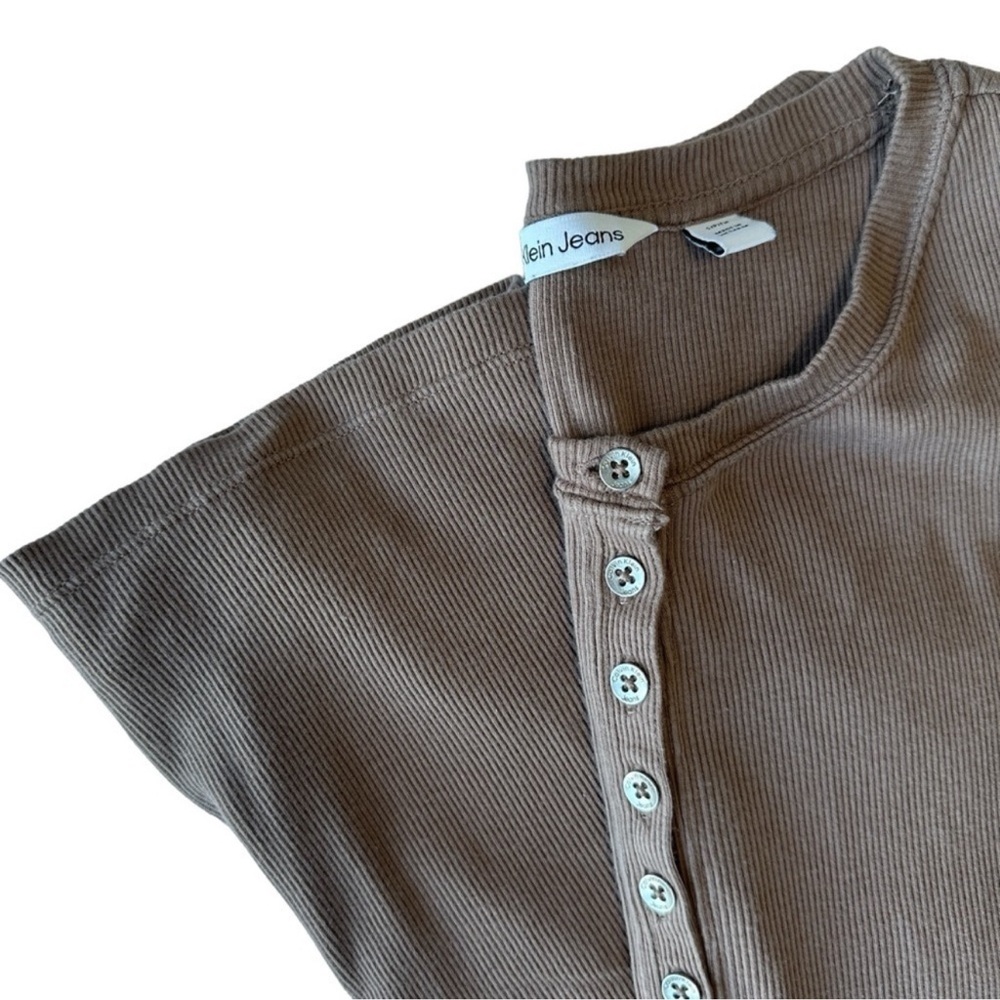 Calvin Klein Taupe Long Sleeve Dress 100% Cotton - Picture 9 of 16
